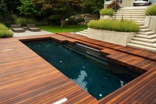 Piscine avec terrasse en bois en cumaru